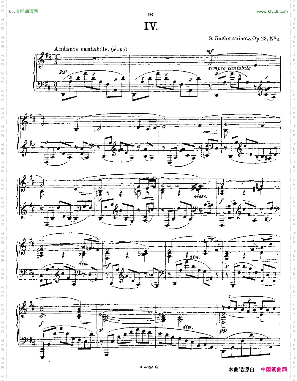 10首《前奏曲》之四Rachmaninoff10Preludes,Op.23