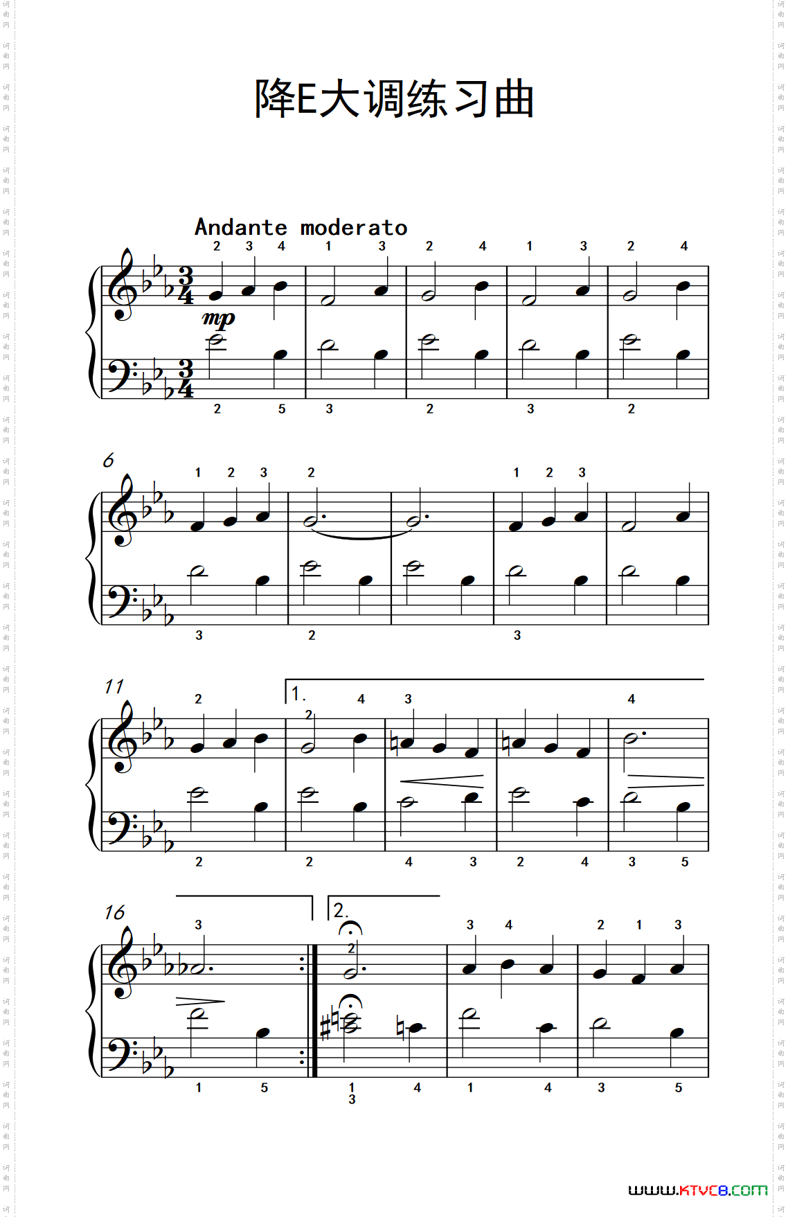 降E大调练习曲约翰·汤普森成人钢琴教程第一册_降E大调练习曲约翰·汤普森 成人钢琴教程 第一册