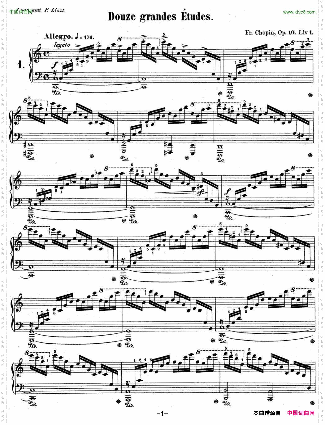 肖邦练习曲1Op.10No.1C大调Cmajor