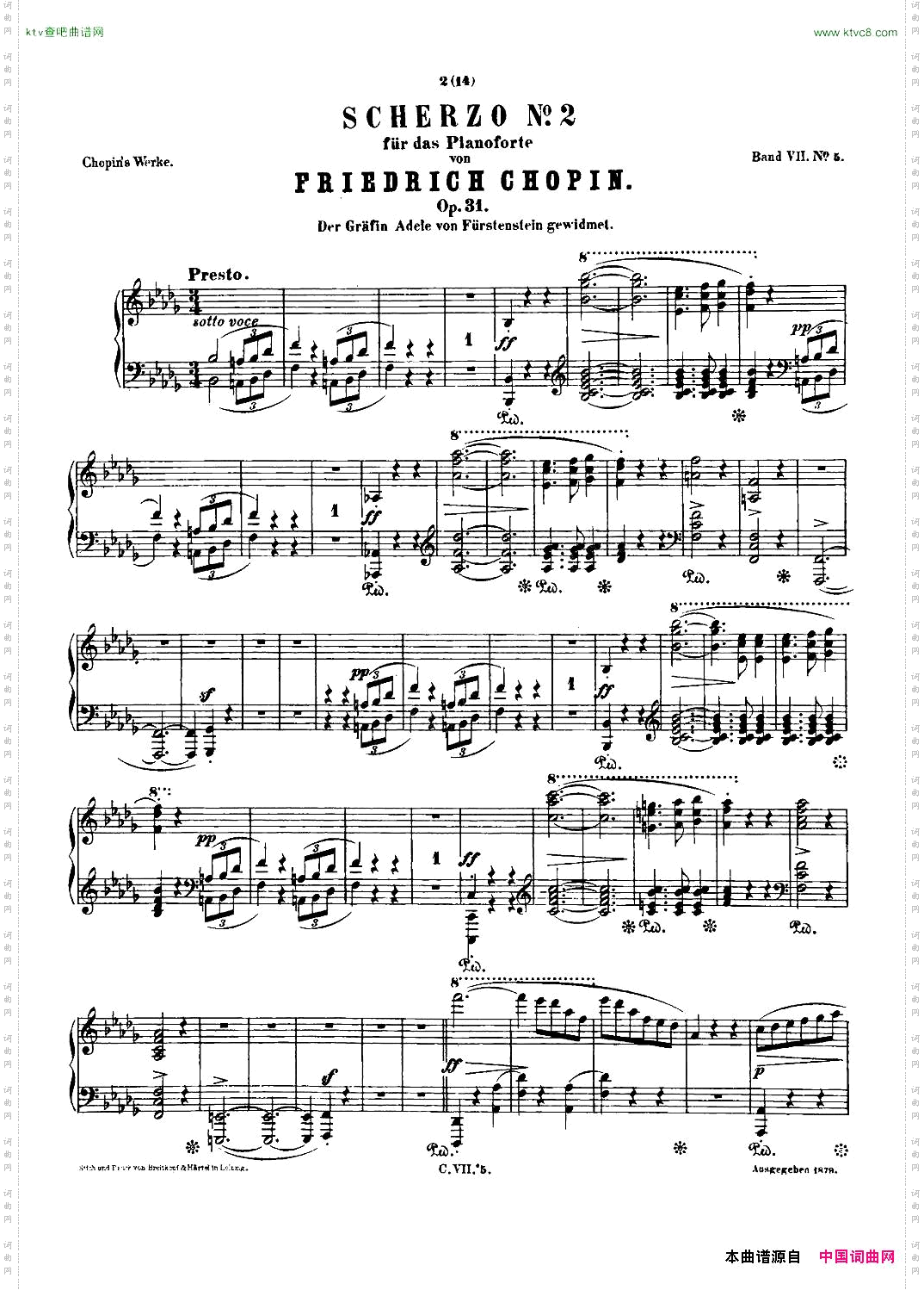 肖邦钢琴谐谑曲ChopinScherzoNo.2降b小调，Op.31