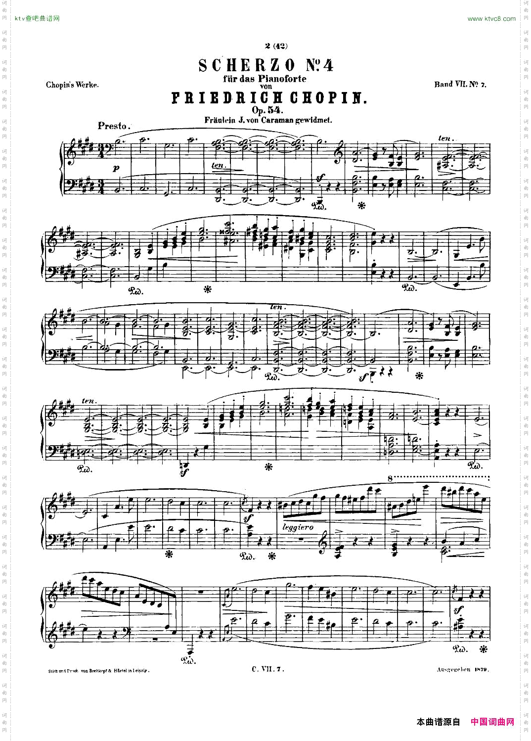 肖邦钢琴谐谑曲ChopinScherzoNo.4E大调，Op.54