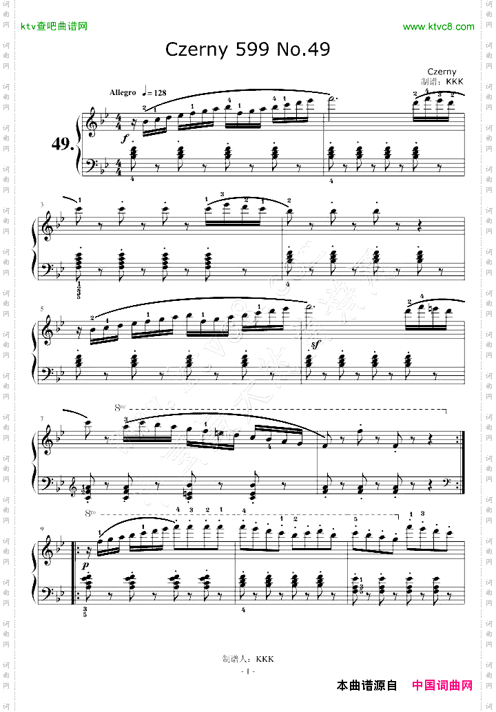 Czerny599No.49标注指法