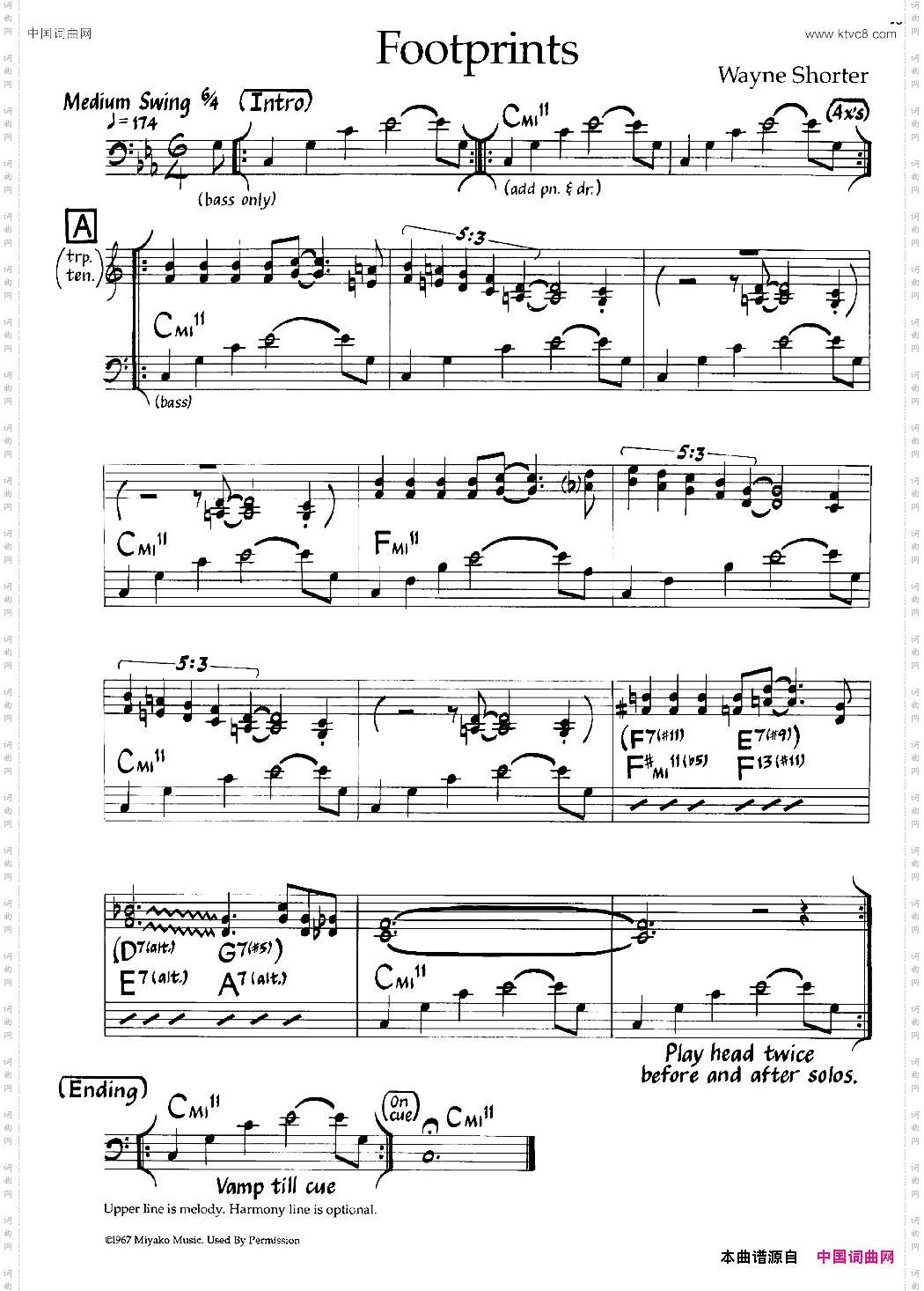 Footprints脚印爵士钢琴曲