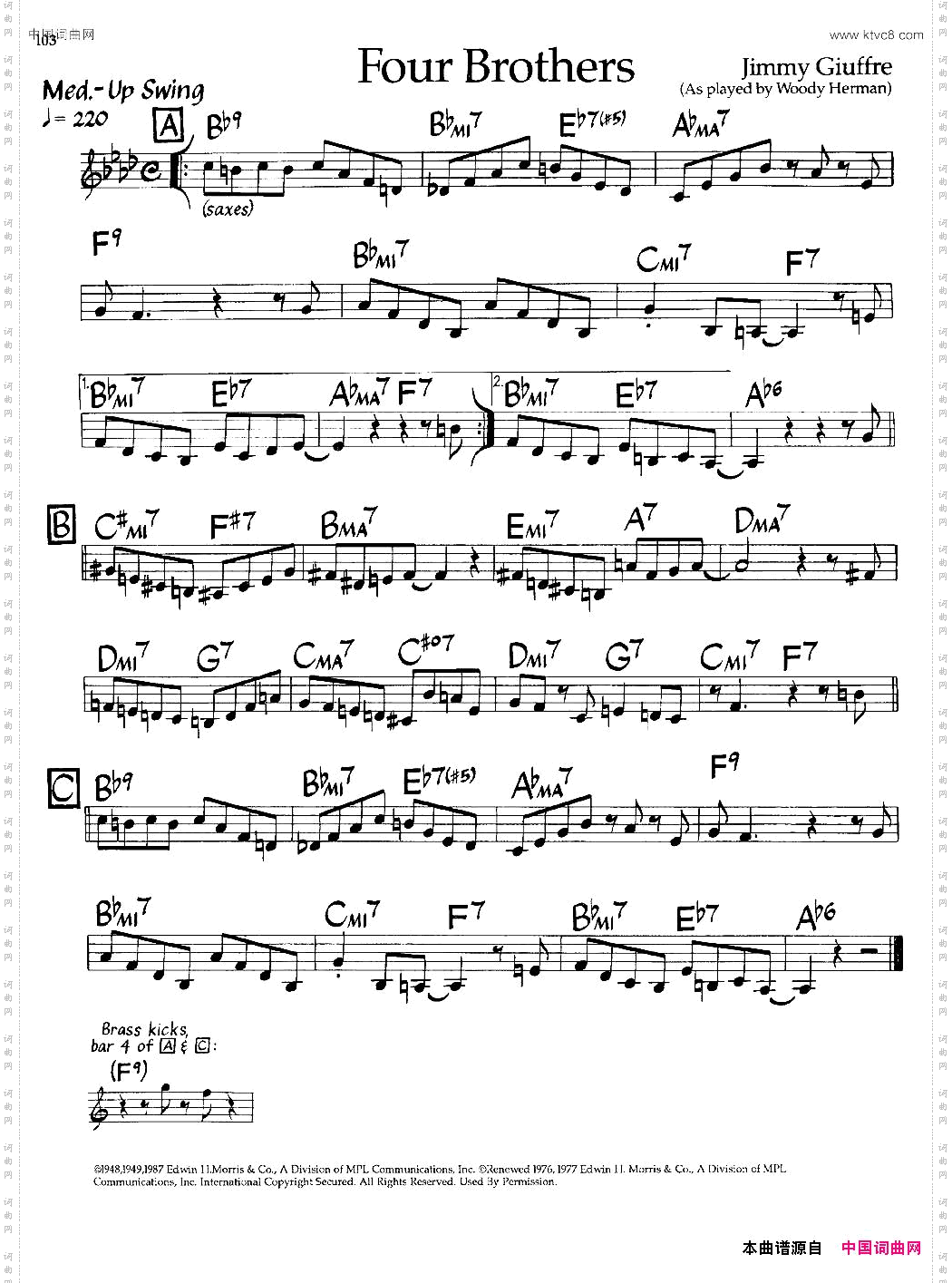 FourBrothers四兄弟爵士钢琴曲