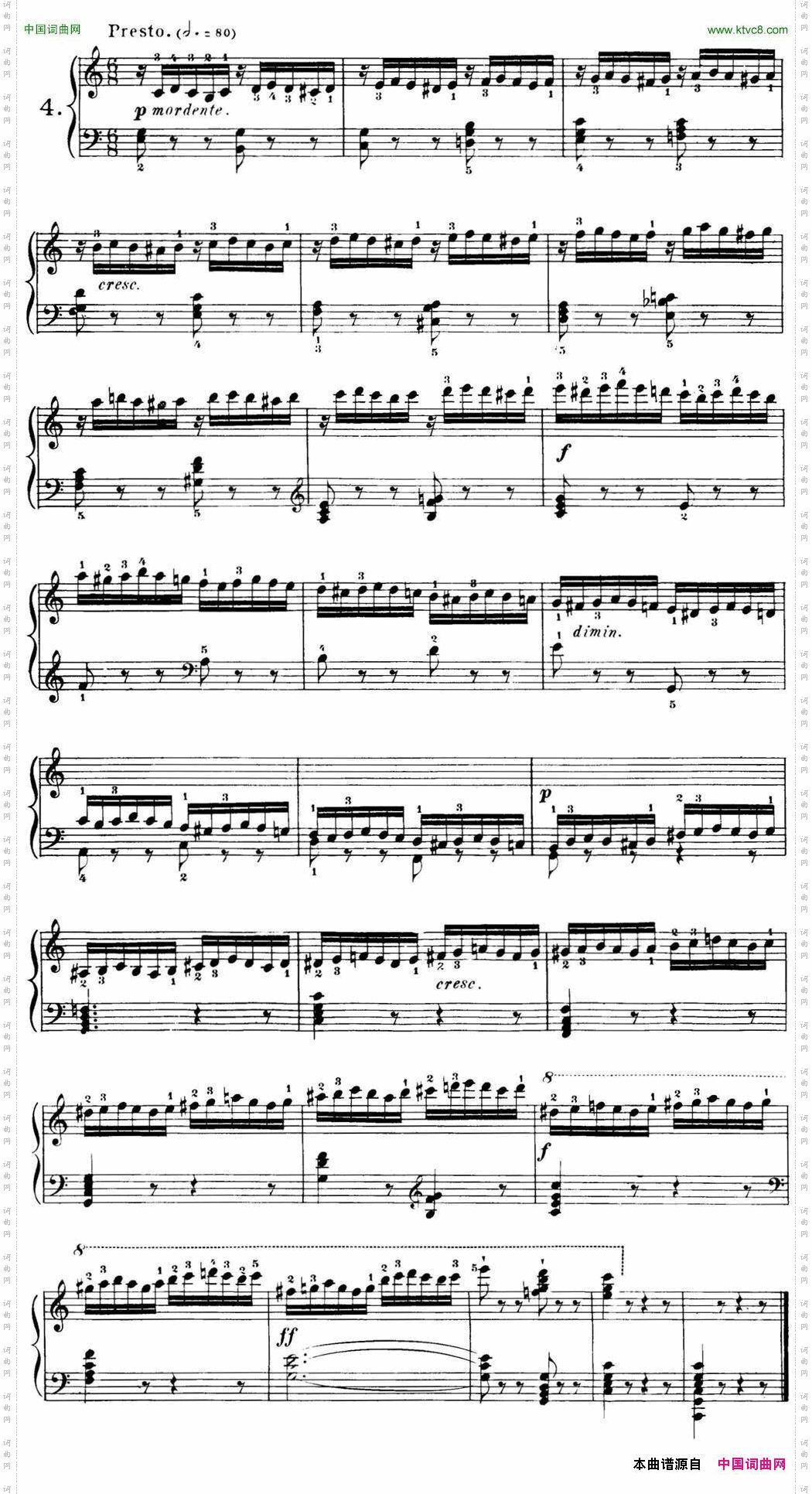 40首车尔尼2Op.99钢琴快速练习曲NO.4