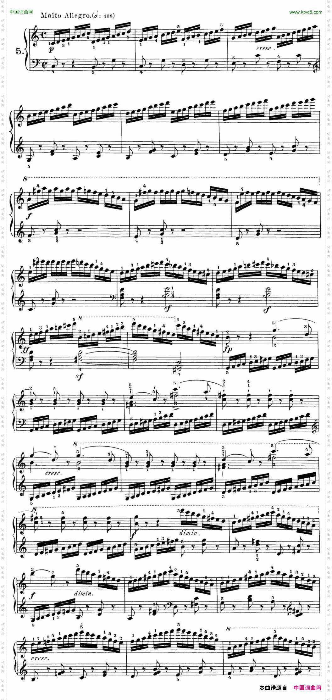 40首车尔尼Op.299钢琴快速练习曲NO.5