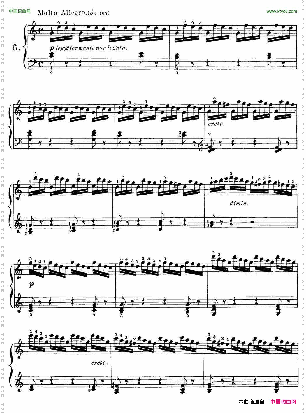 40首车尔尼Op.299钢琴快速练习曲NO.6
