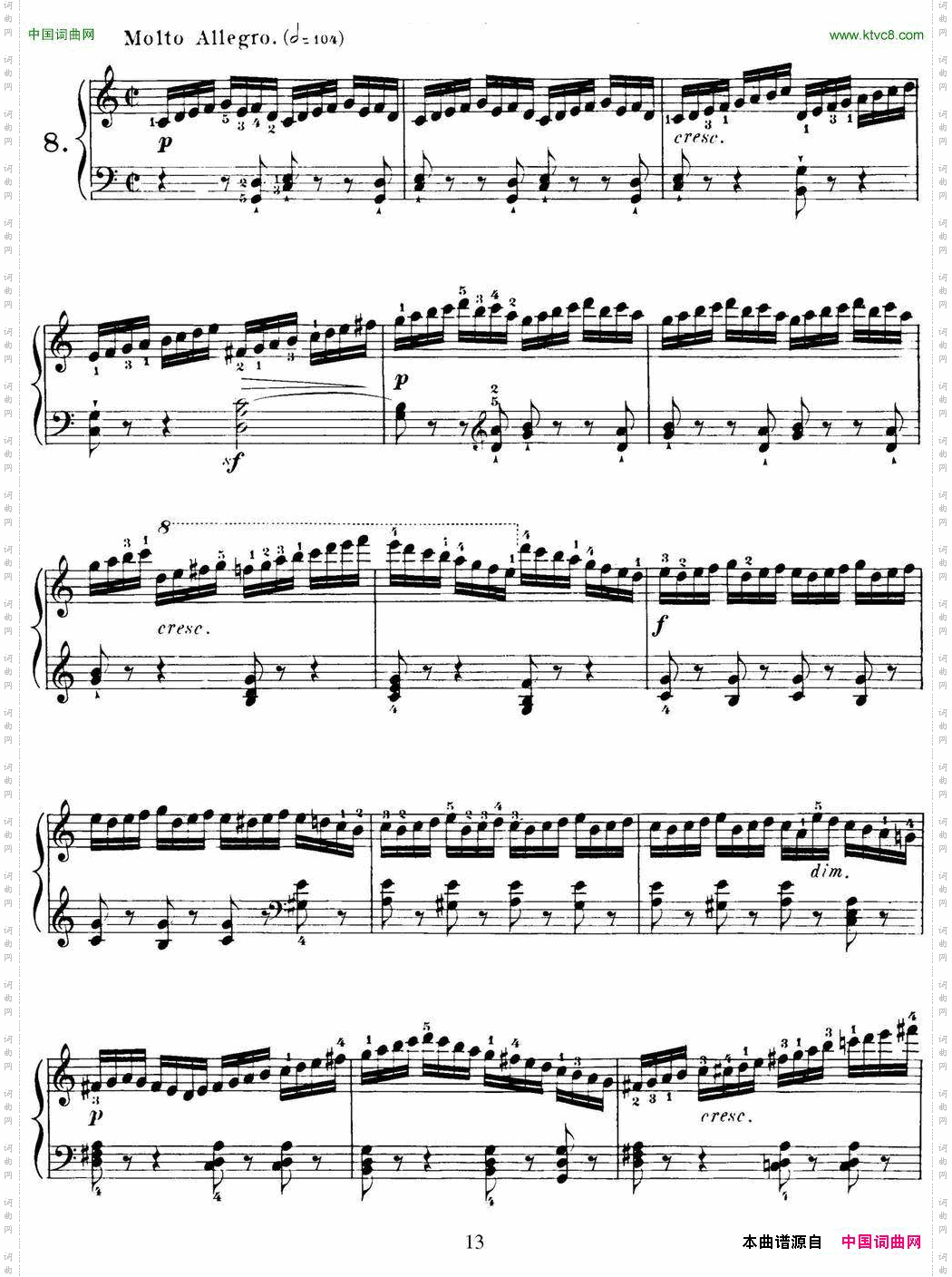 40首车尔尼Op.299钢琴快速练习曲NO.8