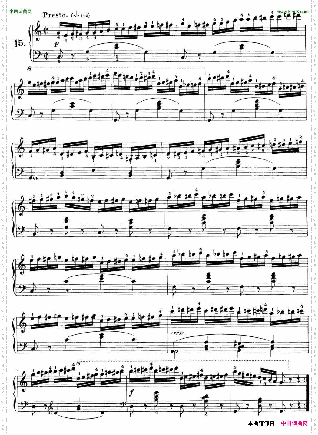 40首车尔尼Op.299钢琴快速练习曲NO.15