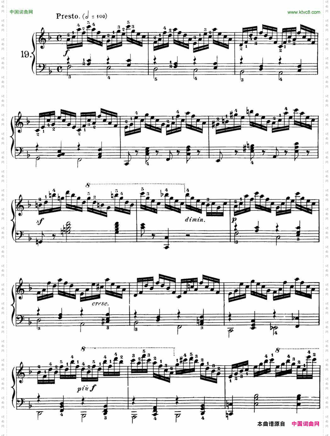 40首车尔尼Op.299钢琴快速练习曲NO.19