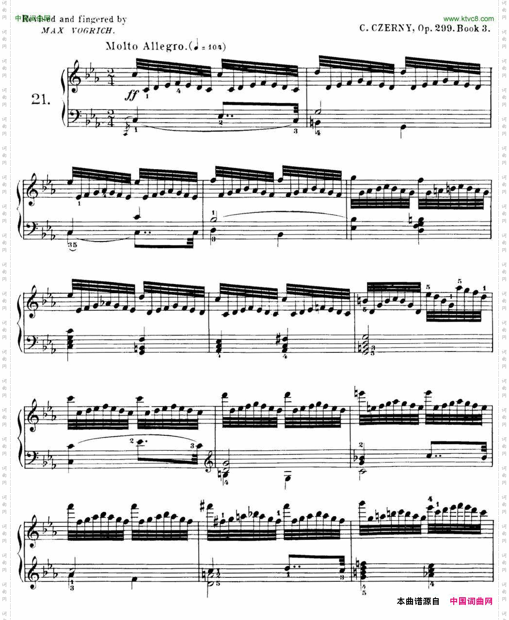 40首车尔尼Op.299钢琴快速练习曲NO.21
