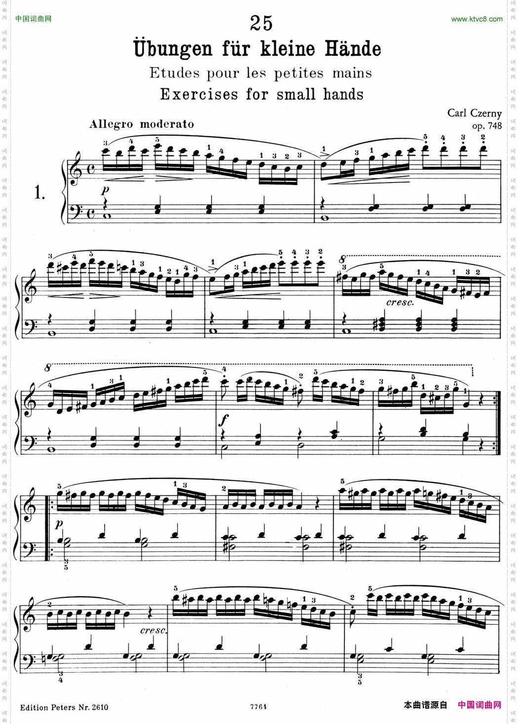 25首车尔尼Op.748练习曲NO.1
