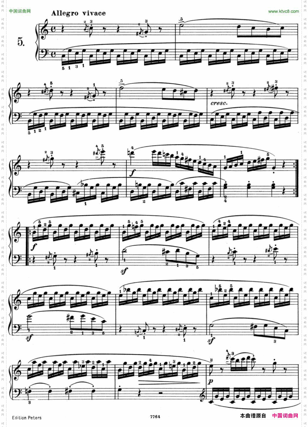 25首车尔尼Op.748练习曲NO.5