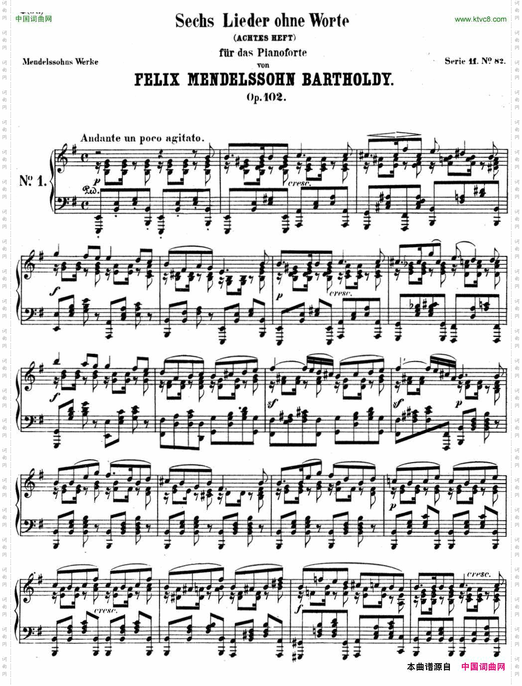 门德尔松无词歌Op.102NO.1