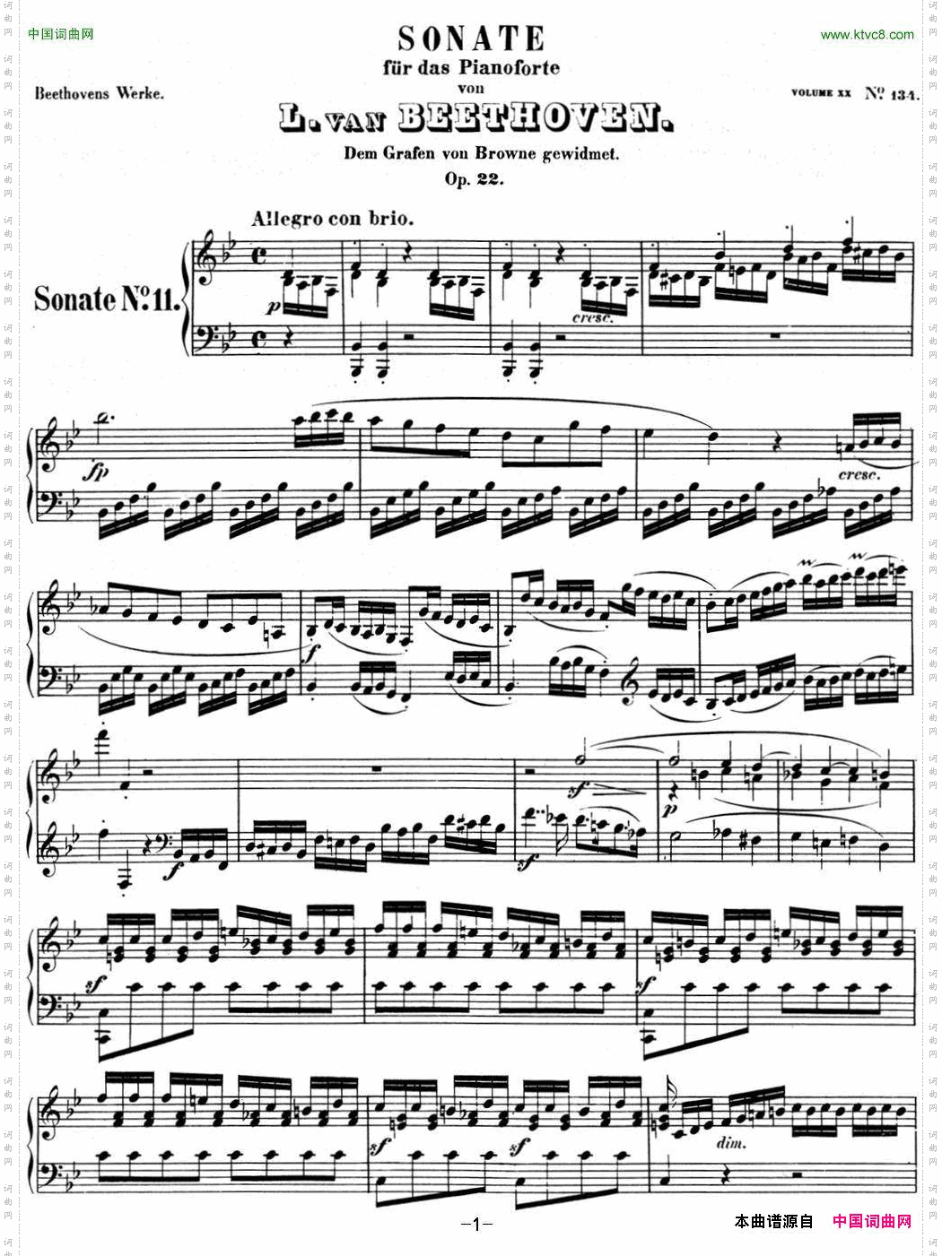 贝多芬钢琴奏鸣曲11降B大调Op.22B-flatmajor