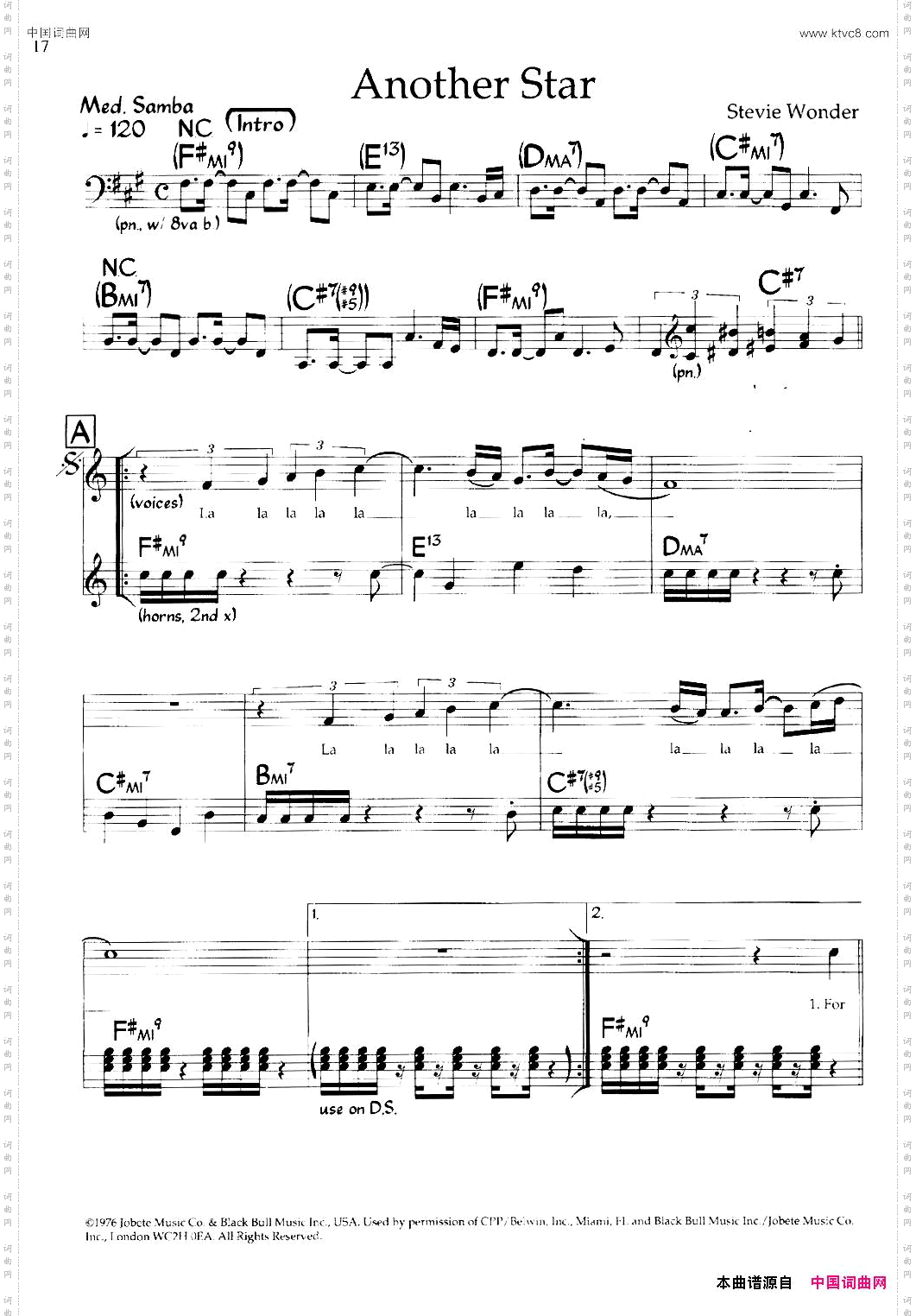 AnotherStar爵士钢琴曲、带歌词_Another Star爵士钢琴曲、带歌词