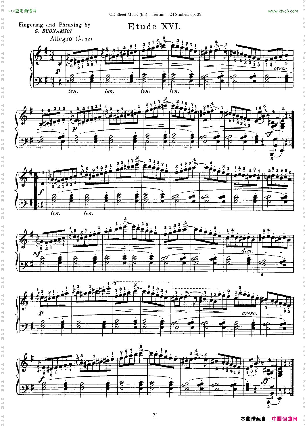 贝伦斯24首钢琴练习曲16—20