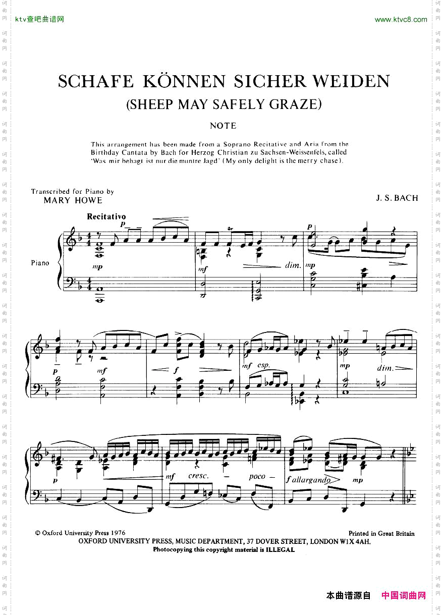 Bach,JS-BWV208-SheepMaySafelyGrazearrHowe
