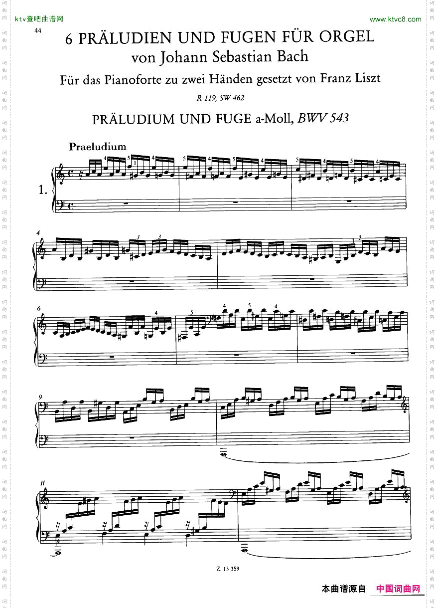 Bach,JS-BWV543-548-6PreludesandFuguesarr.Liszt一