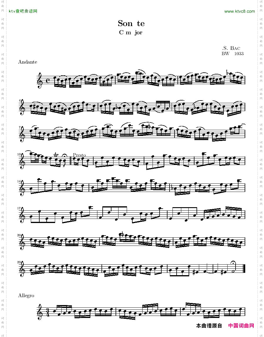 Bach,JS-BWV1033-SonatainCmajorforfluteandbassocontinuoflute