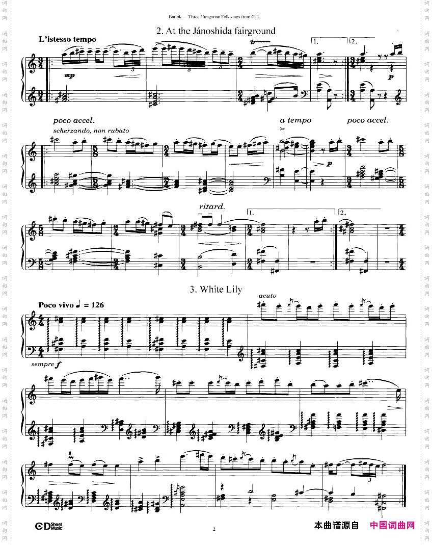 Bartok-SZ35a-ThreeHungarianFolksongsfromtheCsikDistrict