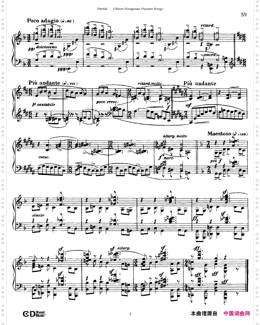 Bartok-SZ71-FifteenHungarianPeasantSongsPiano