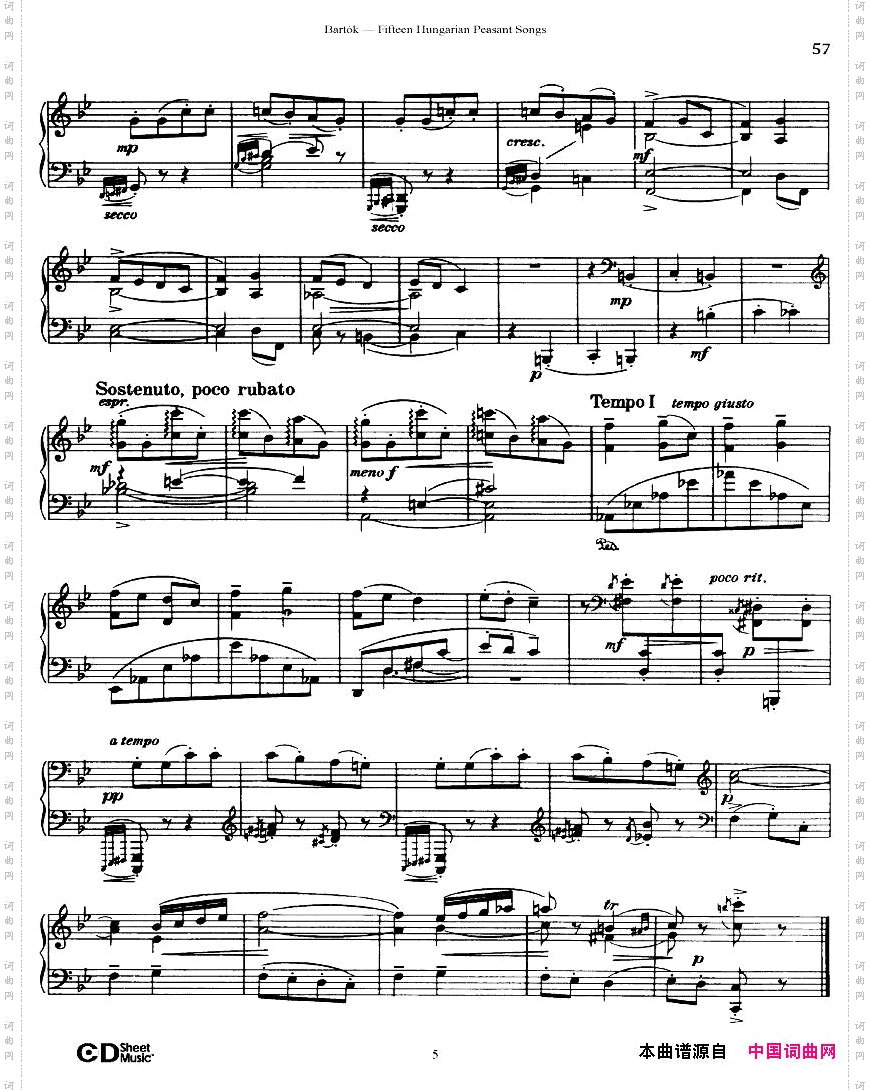 Bartok-SZ71-FifteenHungarianPeasantSongsPiano