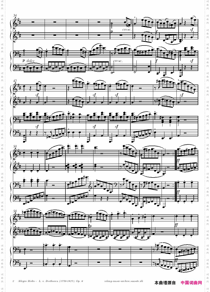 Beethoven-op6-AllegromoltofromSonatainD-4hands