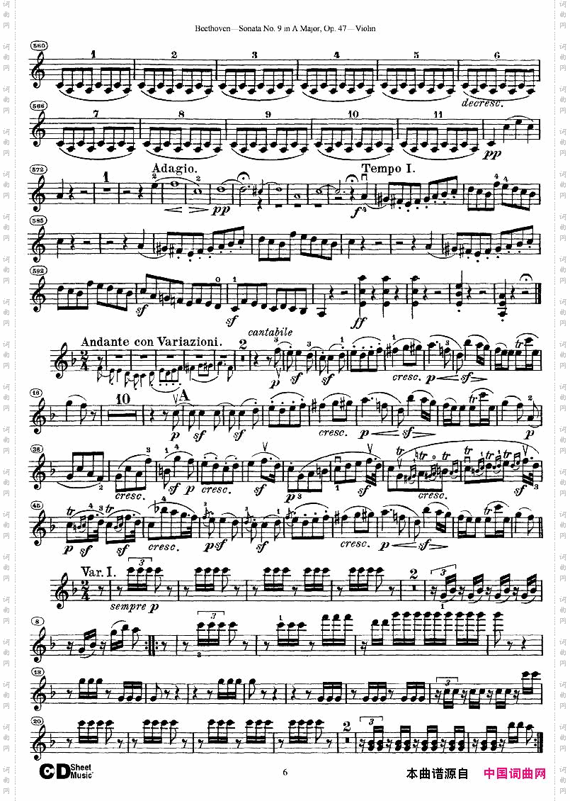 Beethoven-op47-ViolinSonatano9‘Kreuzer’violinpart