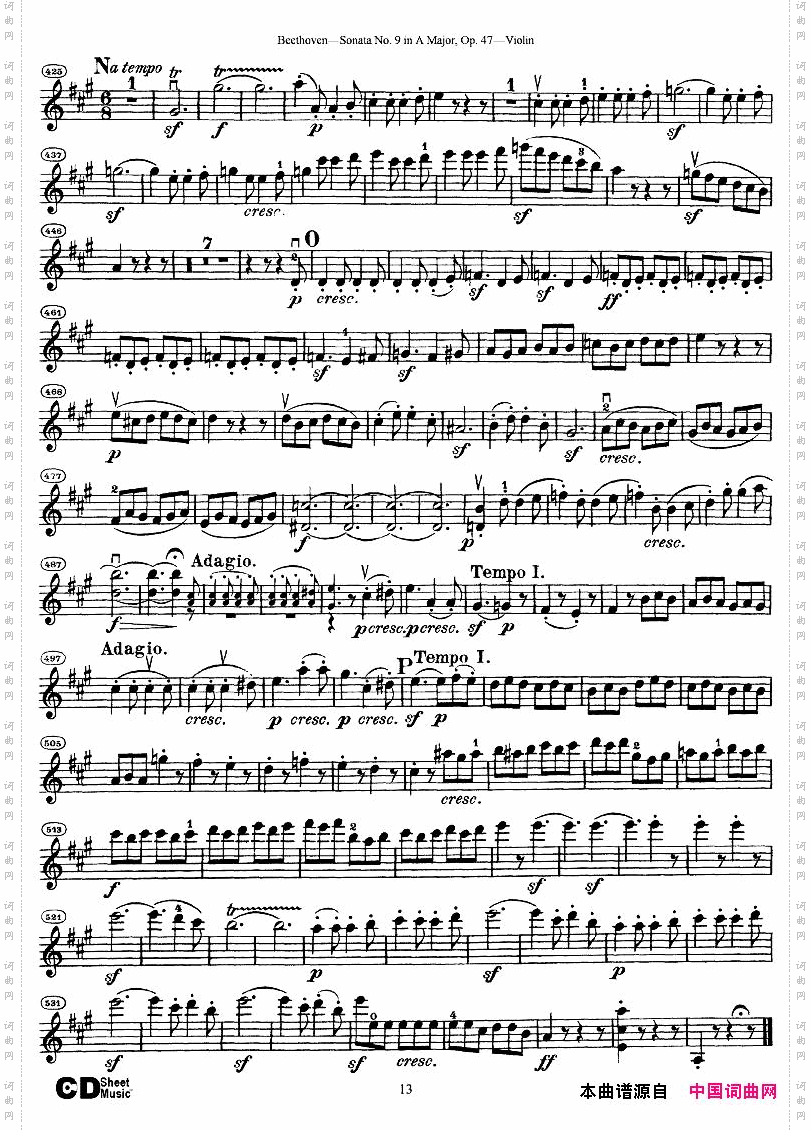 Beethoven-op47-ViolinSonatano9‘Kreuzer’violinpart
