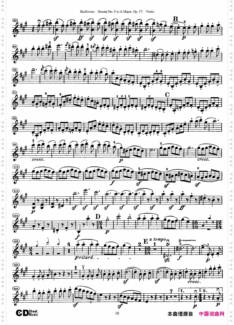 Beethoven-op47-ViolinSonatano9‘Kreuzer’violinpart