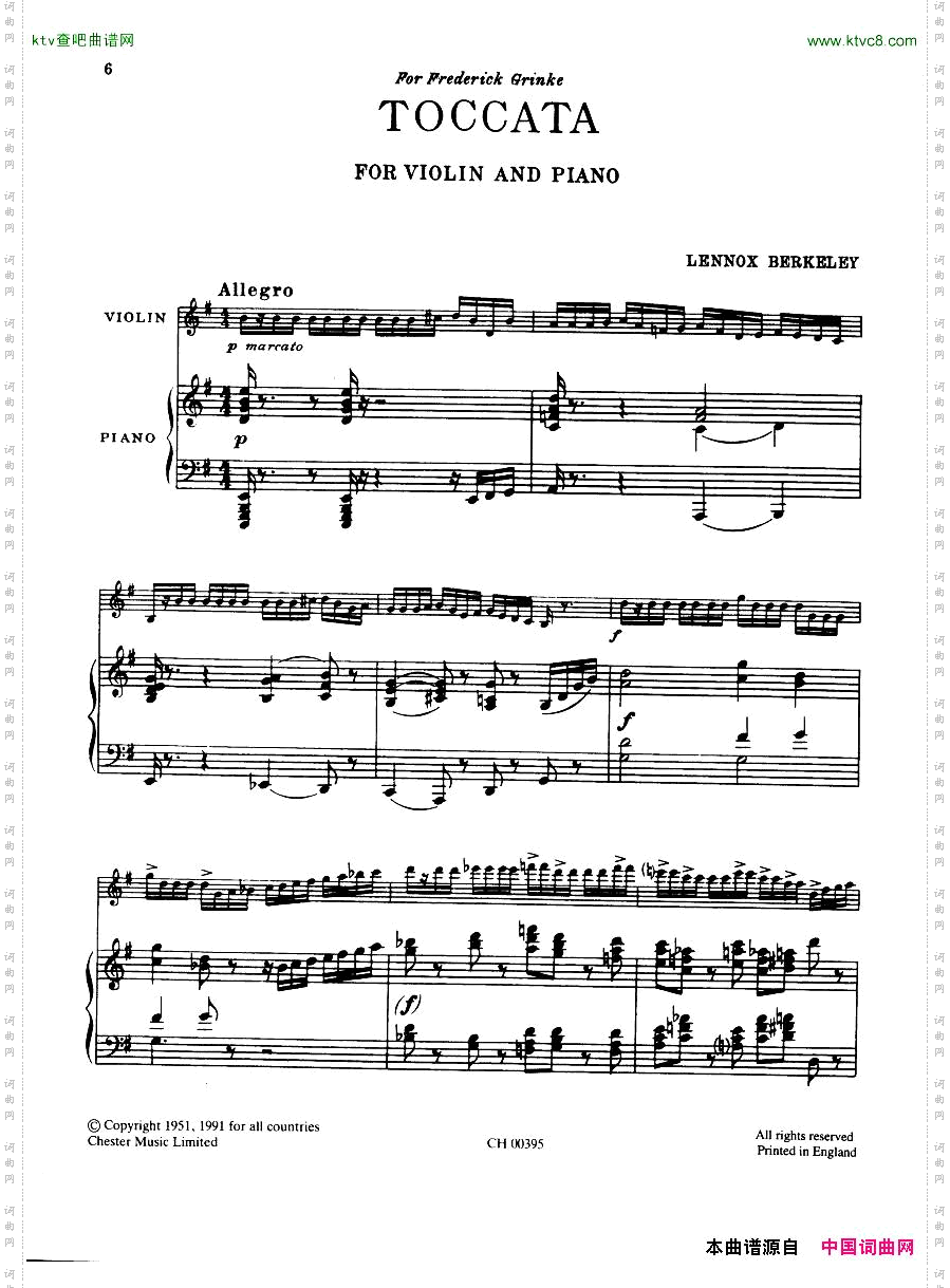 Berkeley-ElegyandToccataViolinandPiano