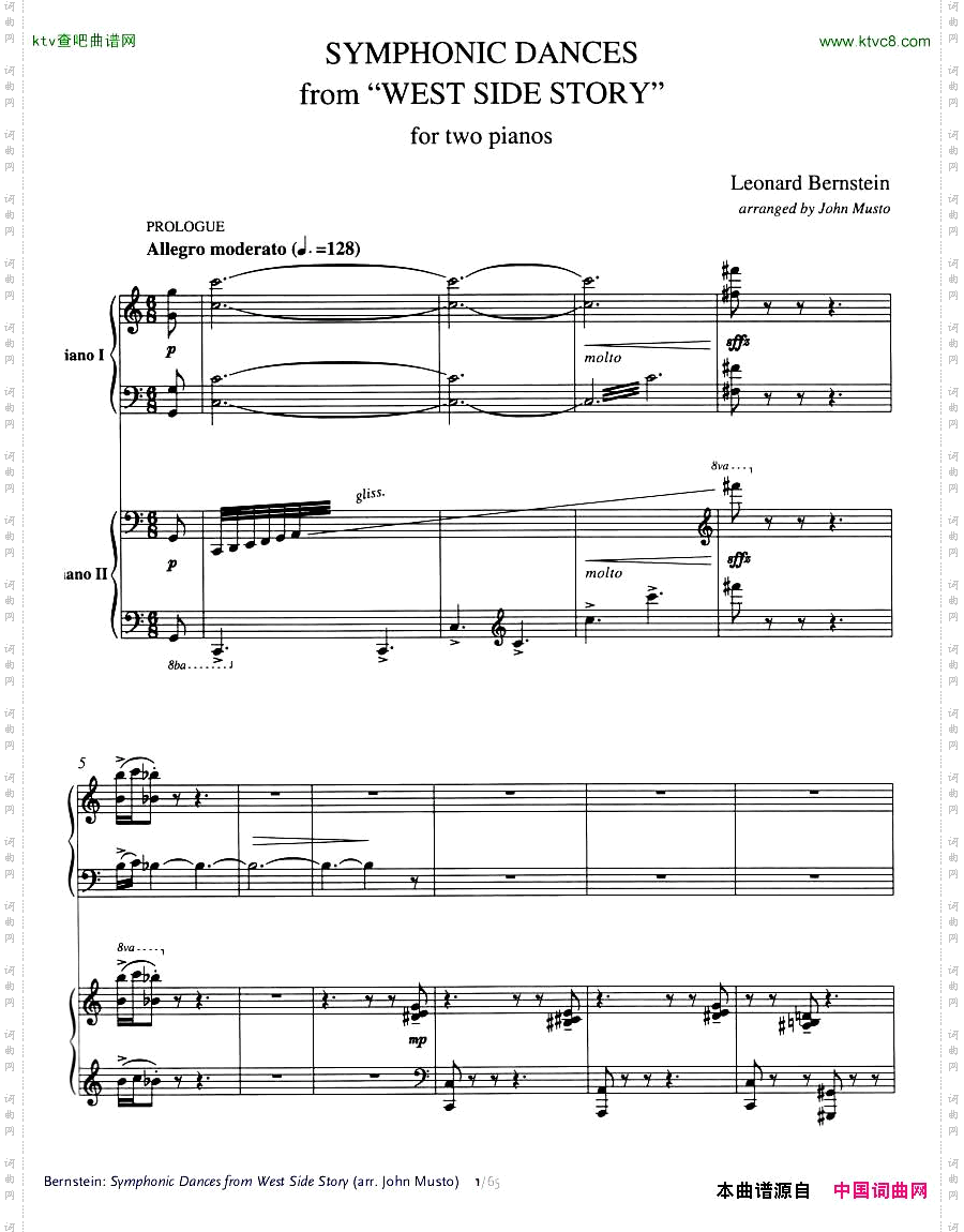 Bernstein-SymphonicDancesfromWSSarrtwopianosMusto1-21