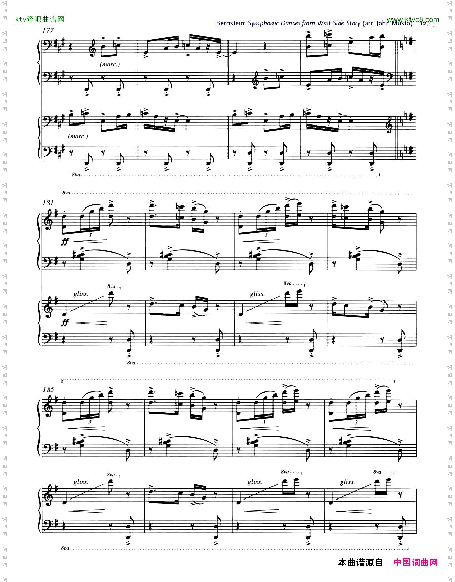 Bernstein-SymphonicDancesfromWSSarrtwopianosMusto1-21