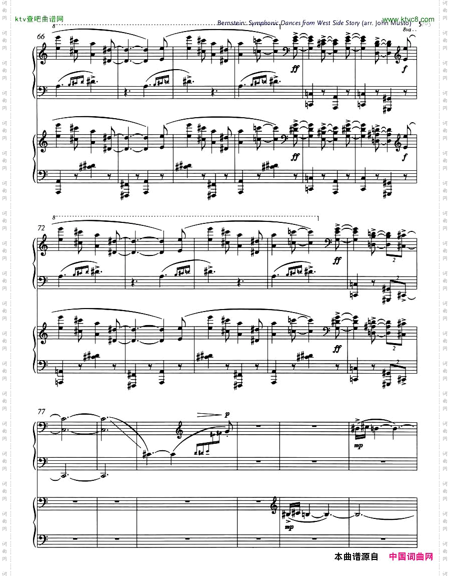 Bernstein-SymphonicDancesfromWSSarrtwopianosMusto1-21