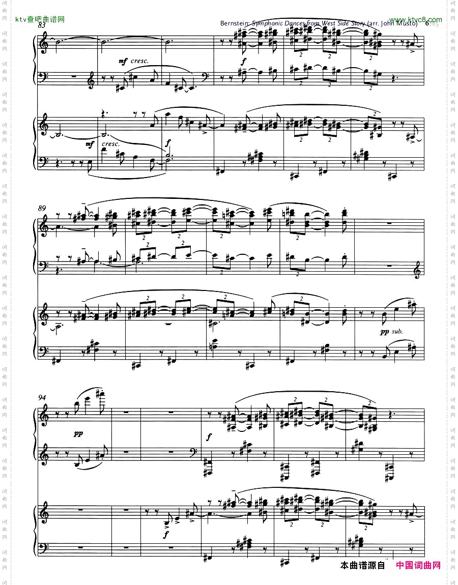 Bernstein-SymphonicDancesfromWSSarrtwopianosMusto1-21