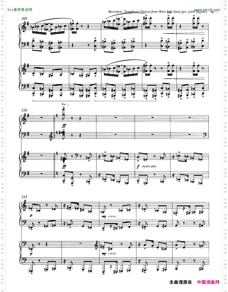 Bernstein-SymphonicDancesfromWSSarrtwopianosMusto1-21