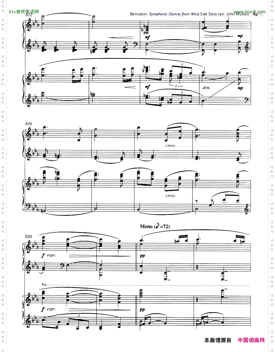 Bernstein-SymphonicDancesfromWSSarrtwopianosMusto44-65
