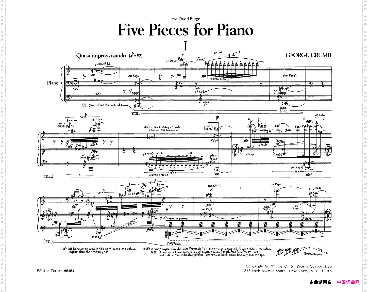 Crumb-FivePiecesforPiano