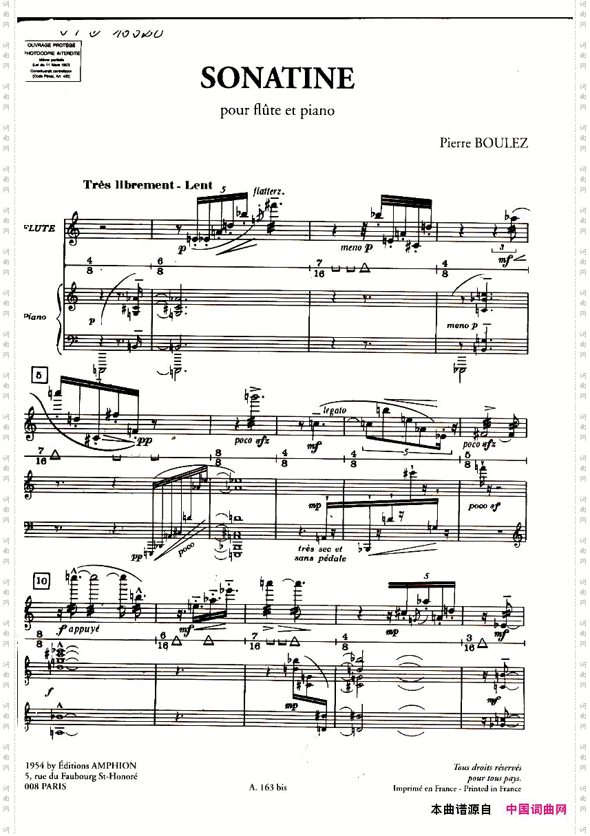 Boulez-SonatinePourFluteEtPiano