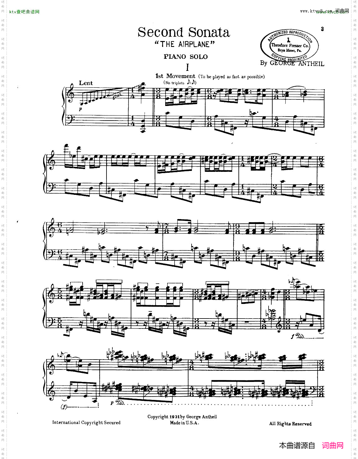 Antheil-PianoSonataNo2-TheAirplane-