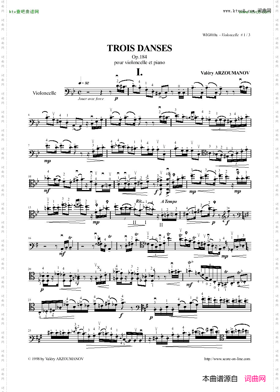Arzoumanov-Op184-TroisDansesForCelloAndPiano
