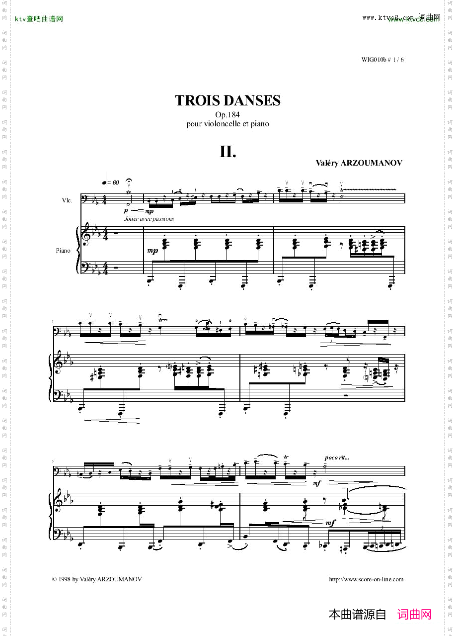 Arzoumanov-Op184-TroisDansesForCelloAndPiano
