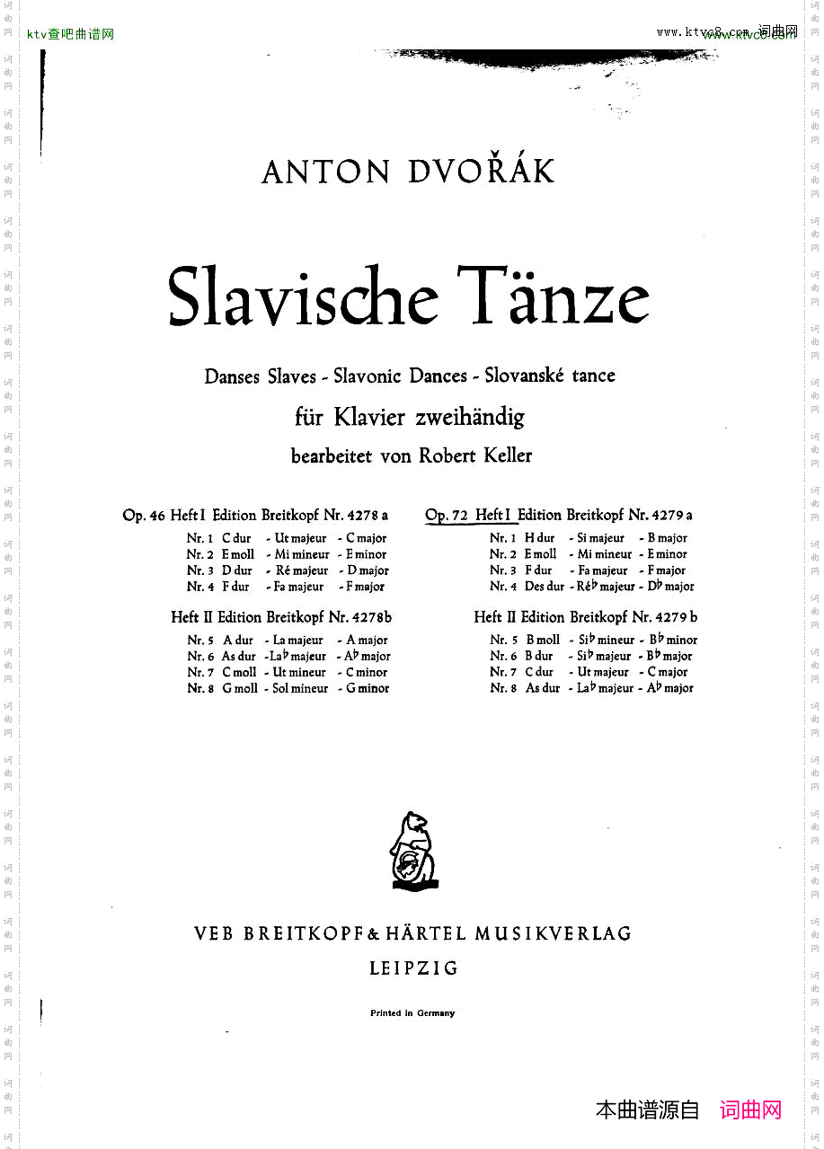 DvorakArrKellerSlavonicDancesOp72Book1