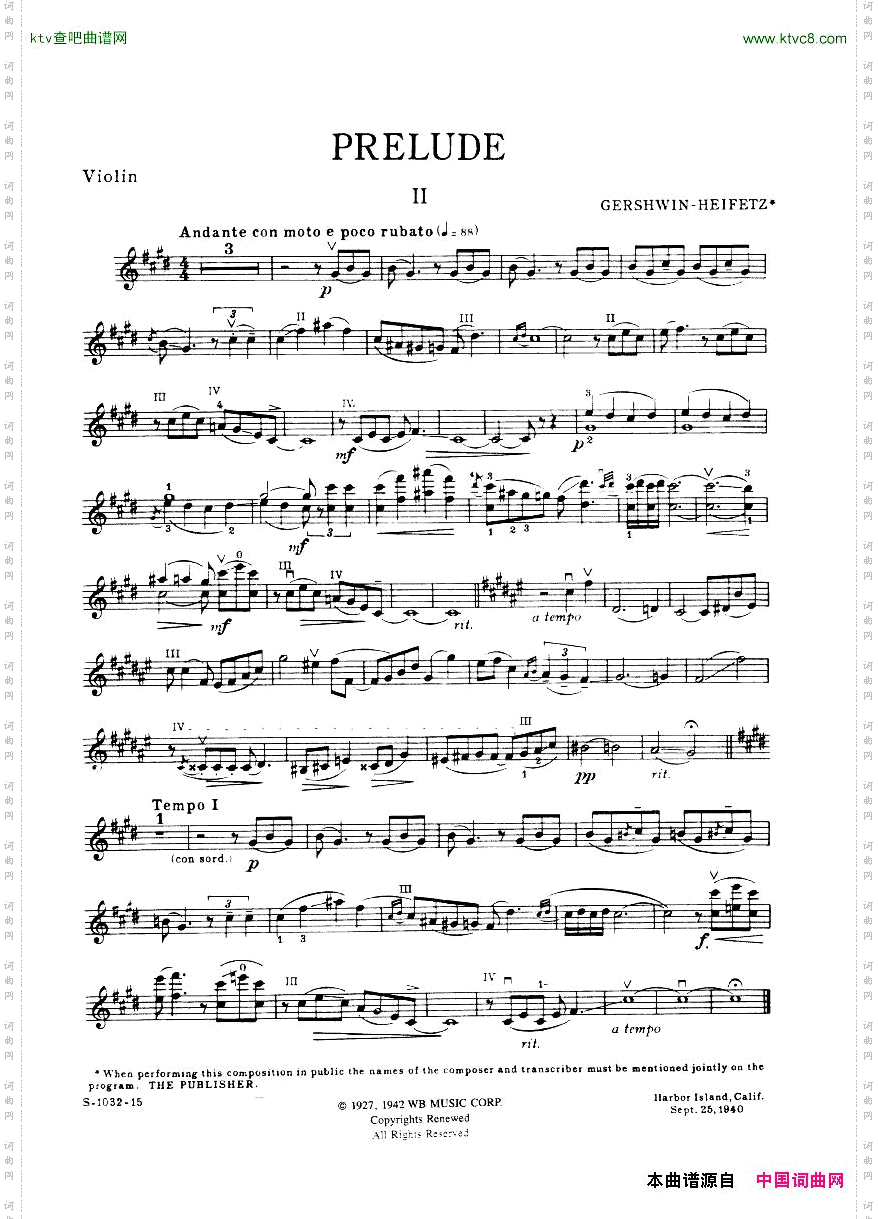 Gershwin-Heifetz-Preludes