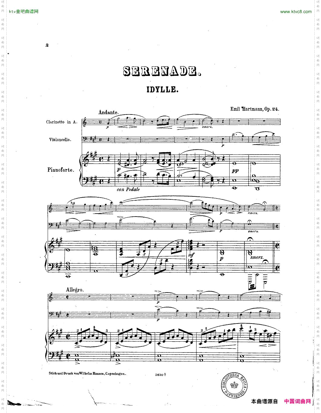 Hartmann-Serenade,op.24pourClarinetteVioloncelleetPiano