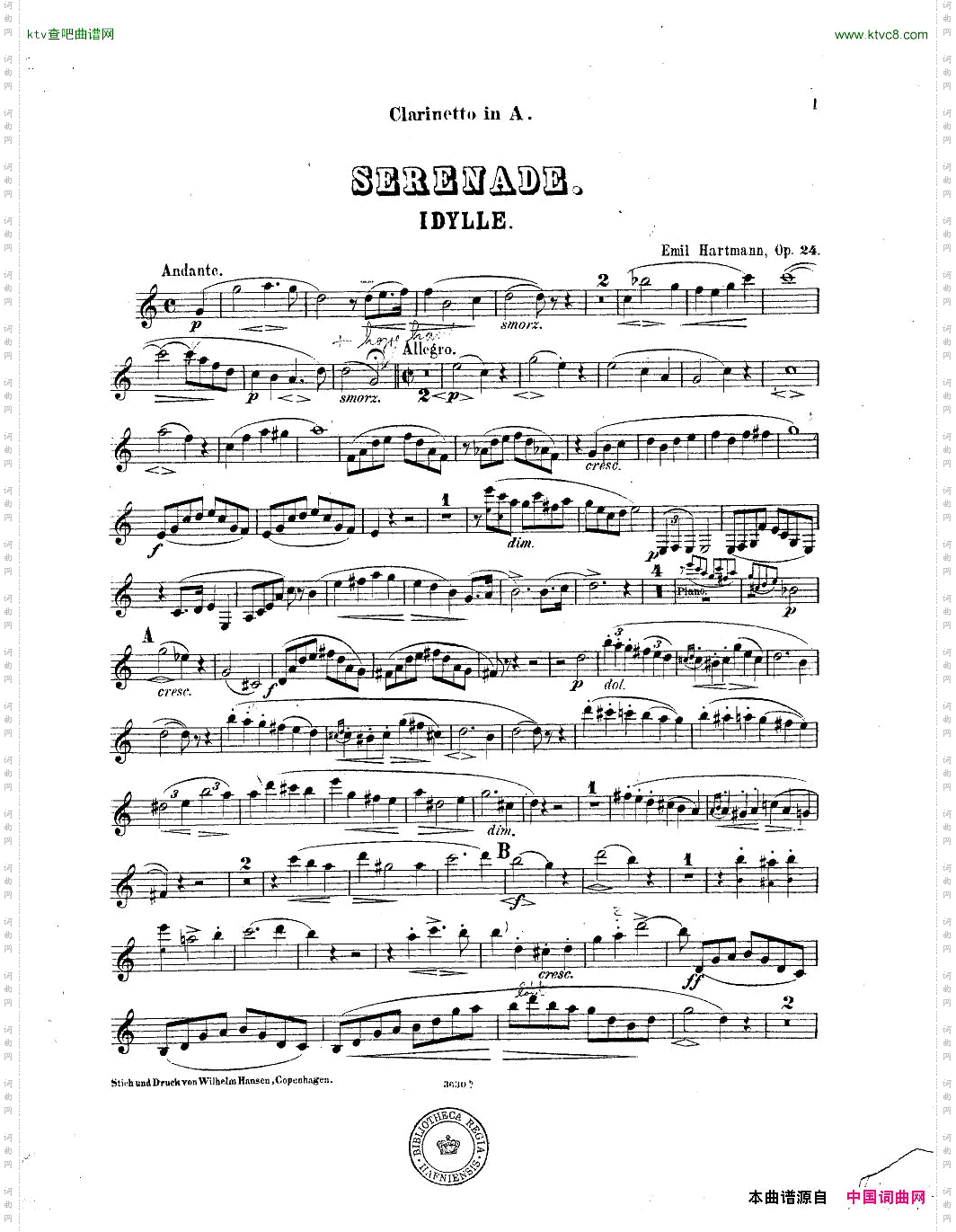 Hartmann-Serenade,op.24pourClarinetteVioloncelleetPiano