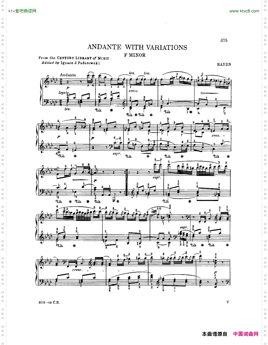 Haydn-AndanteconVariazioneFminor-EditionPadarewski