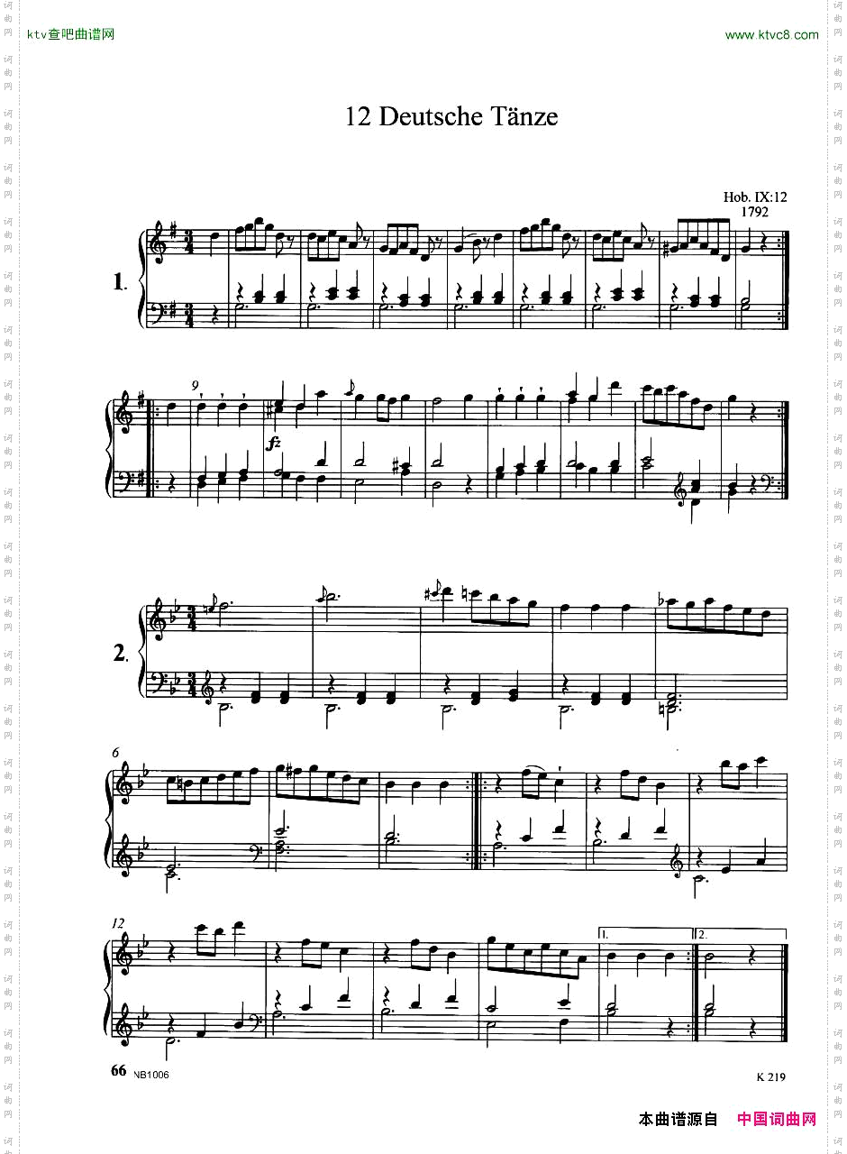 Haydn-GermanDances12pf