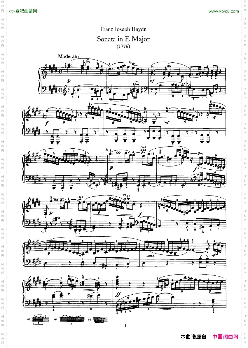 Haydn-PianoSonataNo31InE